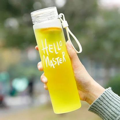 Hello Master Frosted Glass Water Bottle