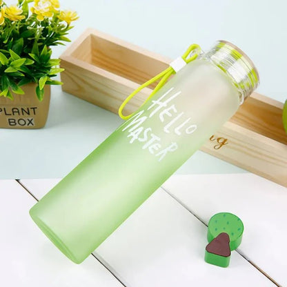 Hello Master Frosted Glass Water Bottle